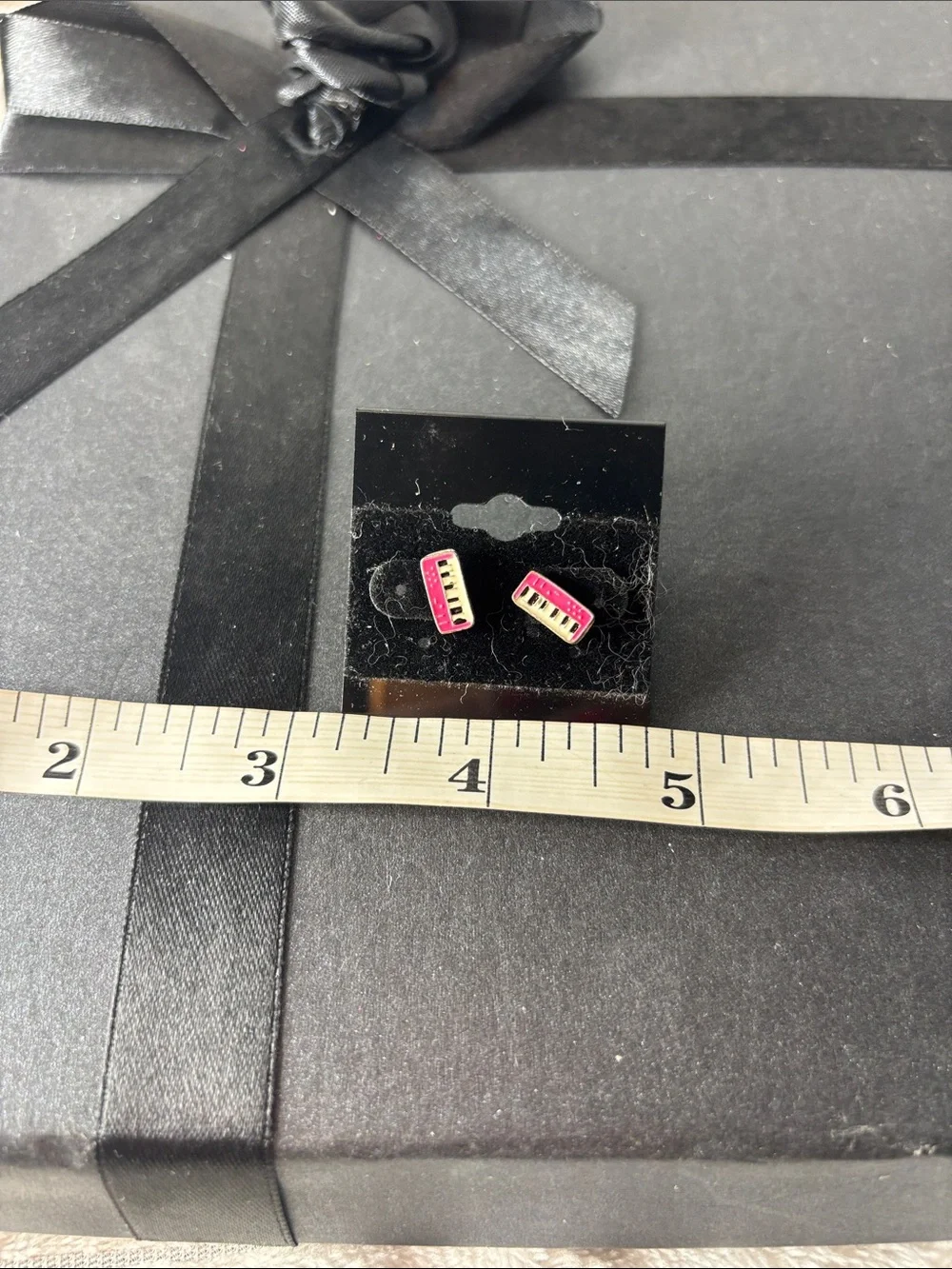 Pink Piano Key Stud Earrings
